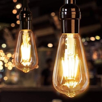 Wechselstromversorgung Vintage Amber Glass ST19 LED Glühbirne Dimmbar 40W Ersatz warme Kerze mittlere Basis